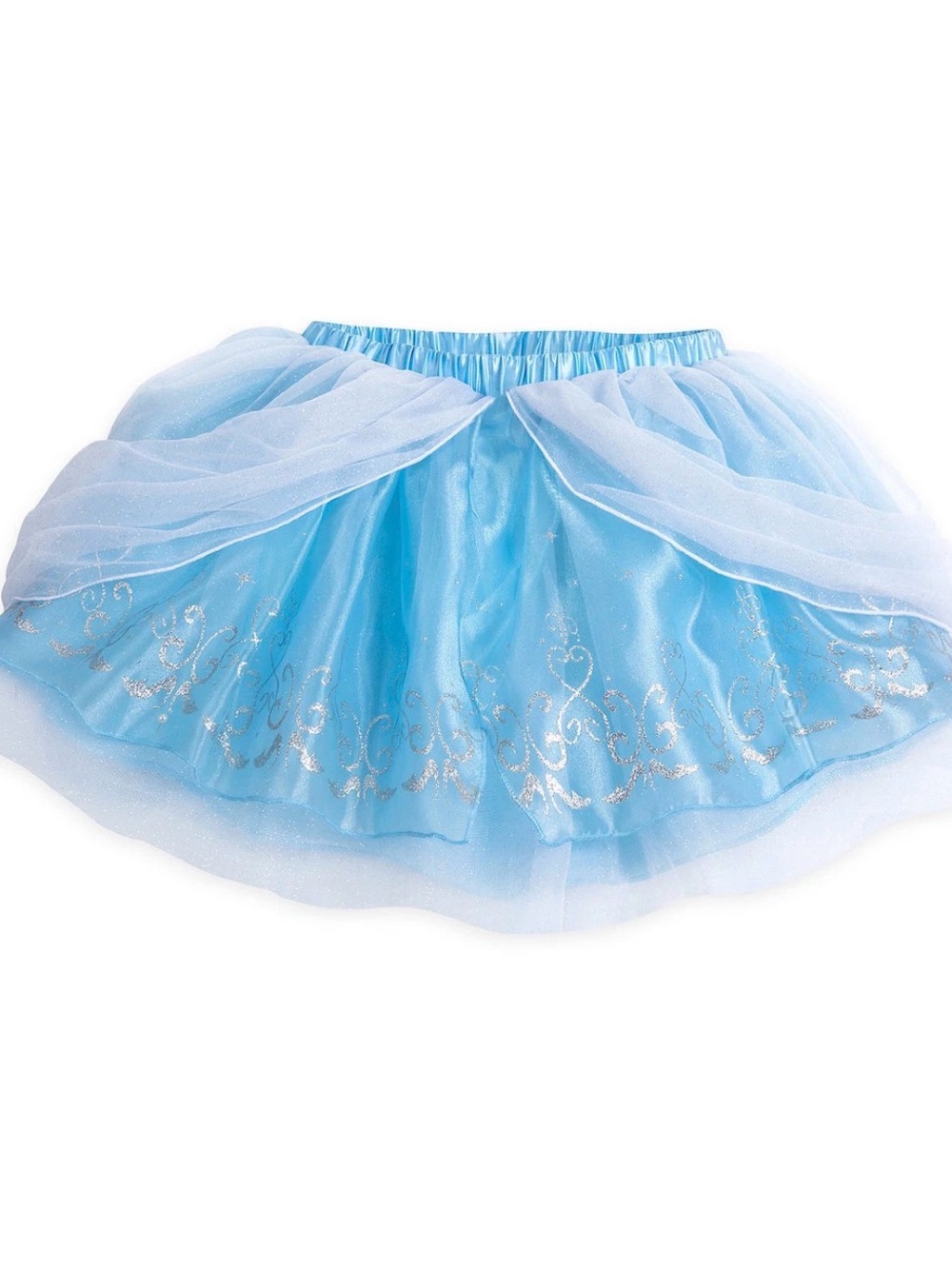 Authentic Disney Cinderella Light Blue Tulle Skirt w/ Silver Glitter Accents NWT